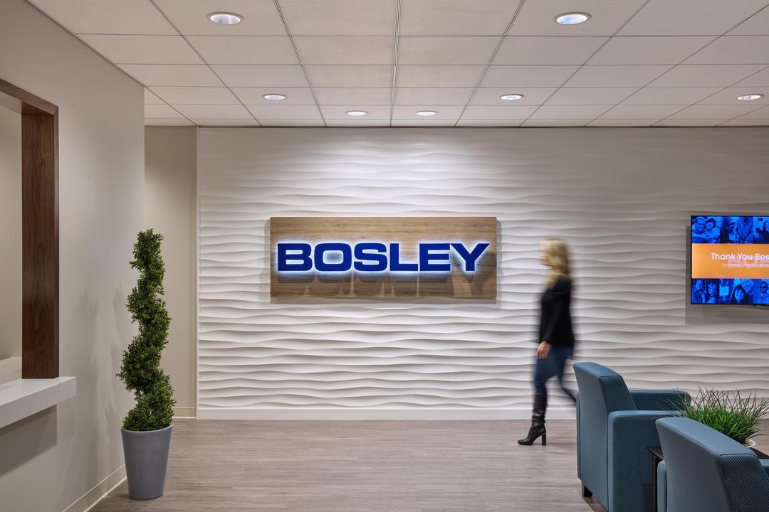 Bosley waiting room with sign on the wall