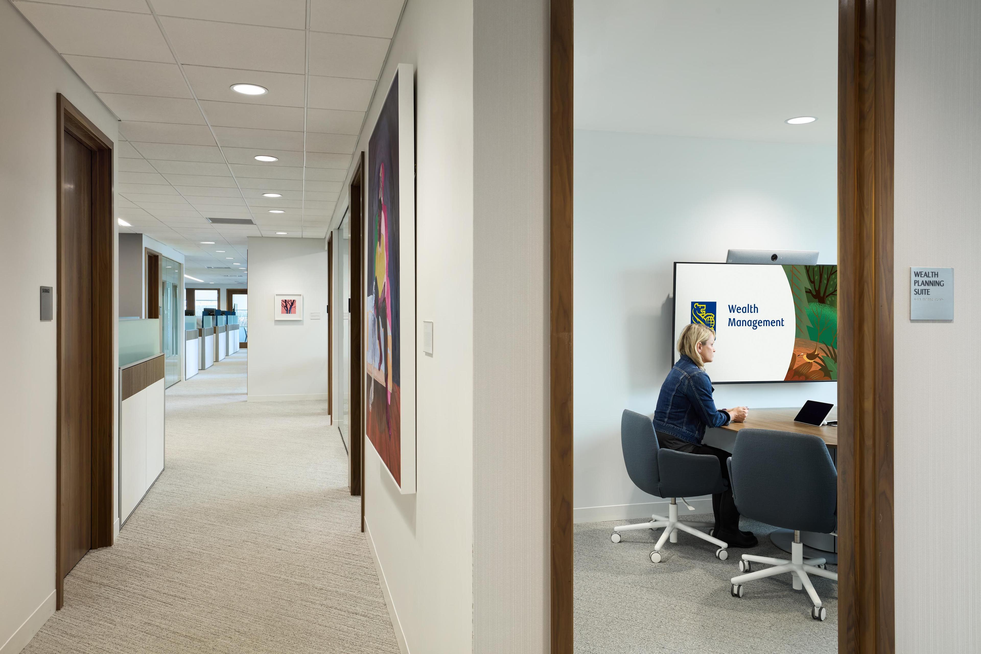 Hall way showing part of the interior of a meeting room