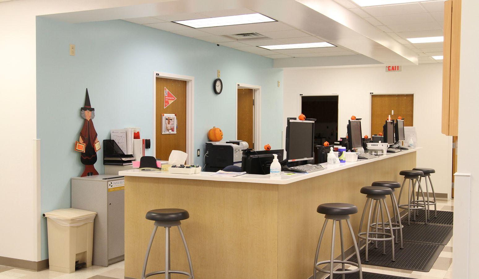 an image of a reception desk