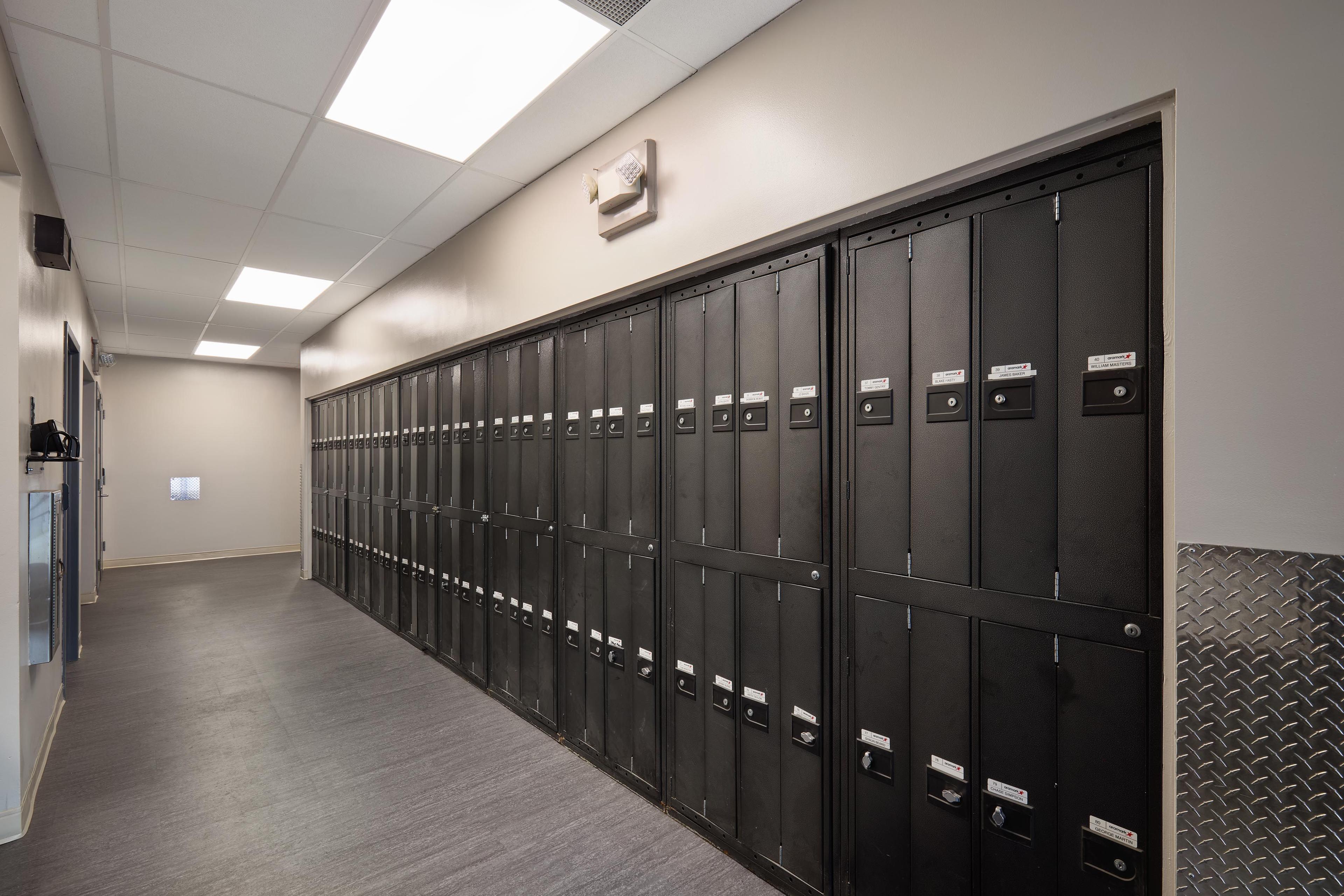 Row of black lockers 